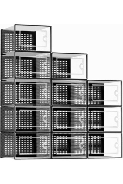 Arabest Kuject X-Large Shoe Storage Boxes Organizers Clear Plastic Stackable ...