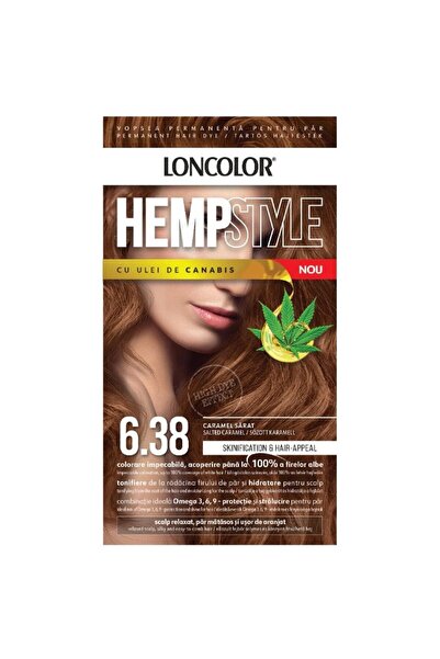 Loncolor Set 3 x Vopsea Permanenta pentru Par HempStyle, 6.38 Caramel Sarat, ...