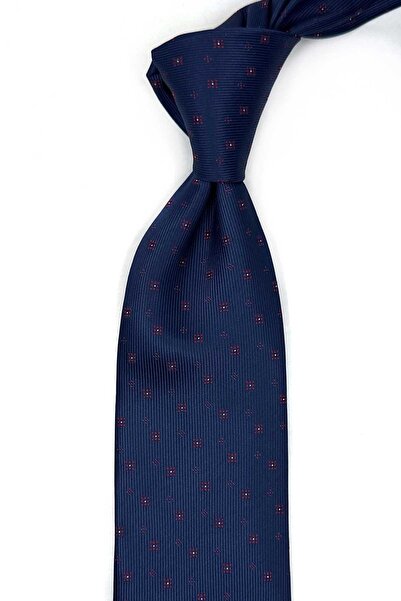 Kravatkolik Mornarsko plava kravata sa malim uzorkom i maramicom KK13491