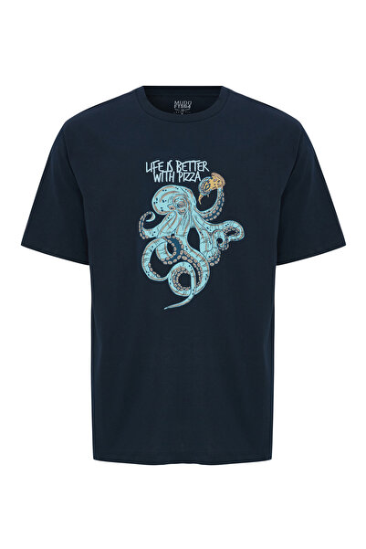 Mudo MARİN BASKILI LOOSE FIT BİSİKLET YAKA T-SHIRT