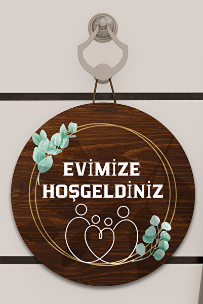 Dormot Modern Kapı Süsü - Kahverengi Desen Hoşgeldiniz - Dijital Ahşap Baskı ...