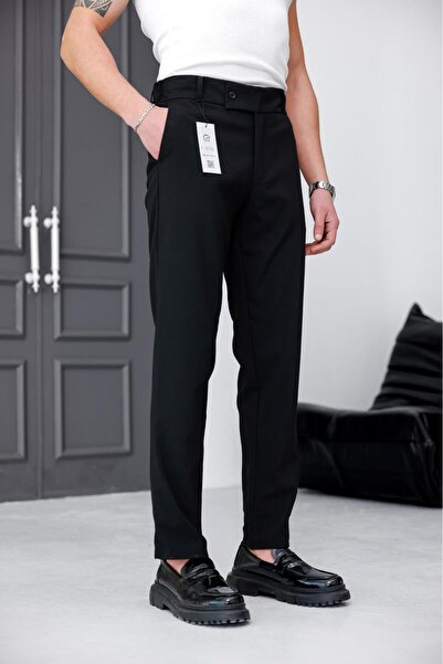 mrmubomen Erkek Bel lastikli düğmeli fermuarlı fit jogger pantolon