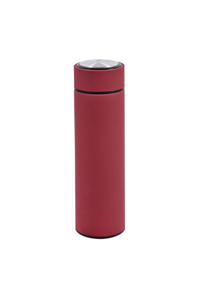 OEM Sticlă Izotermă Inox cu Filtru 450 ml, Bordo Mat, Termos Băuturi