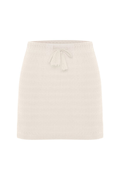 Mudo ÇİZGİLİ BELİ BAĞLAMALI MİNİ ETEK