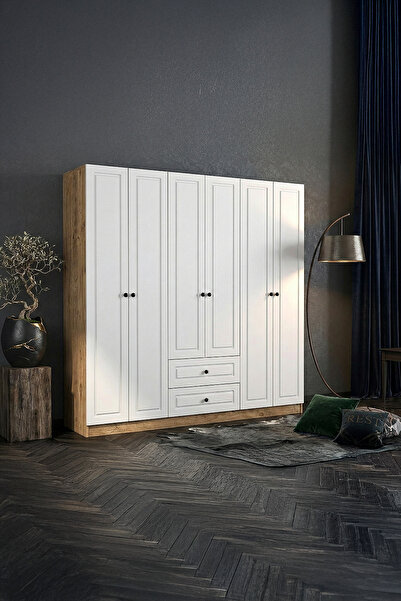 Home EUR144 6 KAPAKLI 2 ÇEKMECELİ GARDIROP-BEYAZ-SAFİR