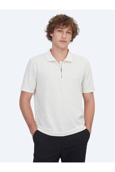 Kip Bej cu model cu amestec de bumbac tricou