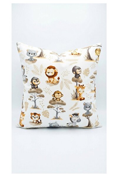 PRICHINDEL Monkey Pillow, Cotton, White, 40x40cm