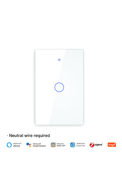 Choice15 MOES 1 gang white new MOES Tuya ZigBee Light Switch Touch Glass Pane...