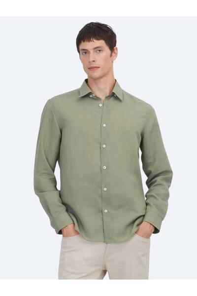 Kip Green Striped Regular Fit Woven Casual Shirt