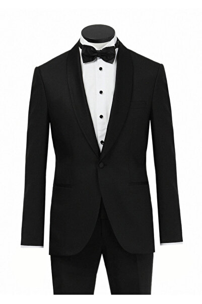Ramsey Black Micro Modern Fit Shawl Collar Woven Tuxedo Suit