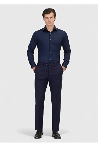 Ramsey Erkek Saks Düz Kumaş Pantolon