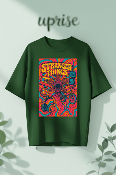 Vordevia Stranger Things Design cu imprimeu bumbac piese supradimensionat tricou