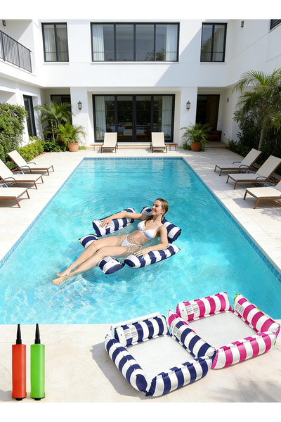 Pomefar 2-Pack Water Hammock, Inflatable Pool Floats with Pump, Swimming Floa...