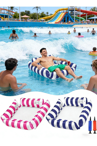 Pomefar 4 in 1Swimming Pool Floats, 2-Pack Inflatable Pool Floats with Air Pu...