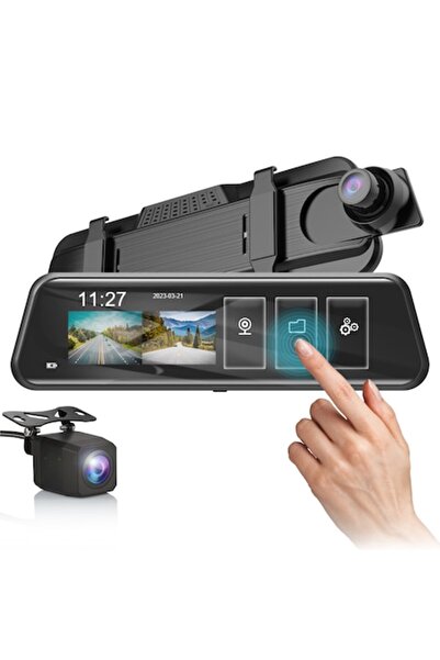 easyCTRL Cameră DVR auto cu oglindă, față/spate, ecran tactil 10"