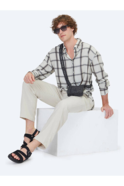 Kip Cămașă casual bej supradimensionat Fit țesut