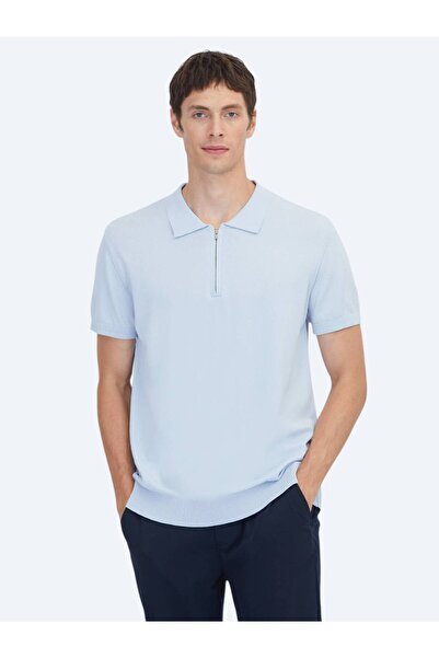 Kip Light Blue Plain Knit Knitwear