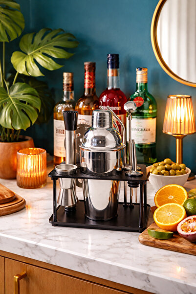 Bar Boss Professional Barware Premium 10 Parça Kokteyl Shaker Seti – Stand He...