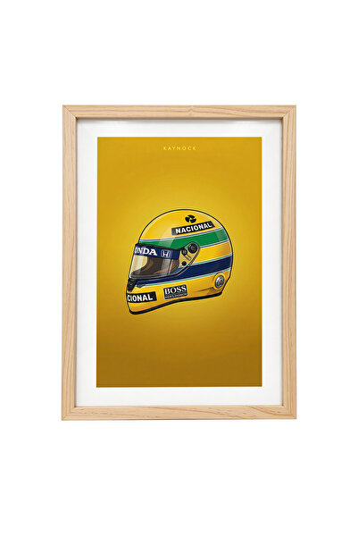 KAYNOCK Ayrton Senna Kask, Formula 1, F1, Poster Tablo Ahşap Çerçeve