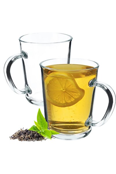KADAX Pahare de cafea și ceai, cană de sticlă 410ml cu mâner, set de 2 pahare