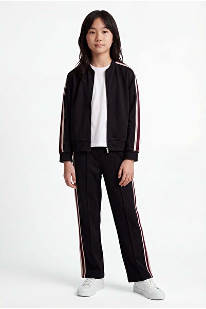 PAULMARK Devojčice, bočna strana Sa prugastim detaljima ravne nogavice, crne ...