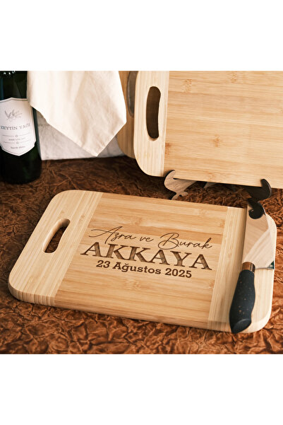 TRENDSHOPİC Premium Bamboo Natural Cutting and Serving Board