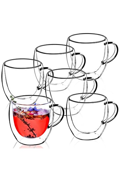 KADAX Szklanki Termiczne Do Kawy Herbaty 250 ml Kubki Podwójne Ścianki 6 szt