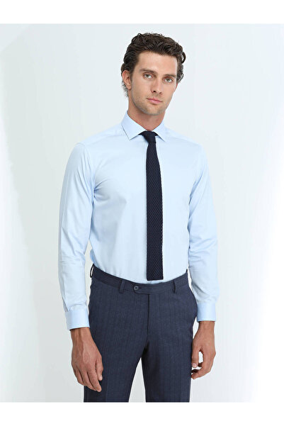 Kip Синя обикновена стандартна тъкана риза от 100% памук