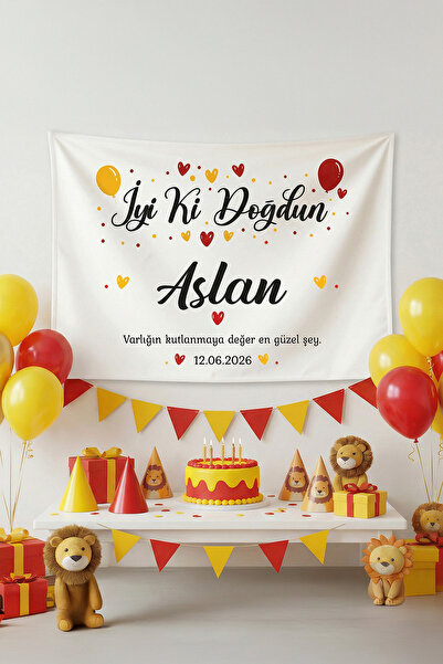 Vagonik Kişiye Özel Taraftar Temalı Temalı Sarı-Kırmızı Doğum Günü Happy Birt...