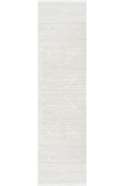 Cool Halı Nevada Krem Bej Kabartmalı Düz Renk Saçaklı Yumuşak Modern Uzun Yat...