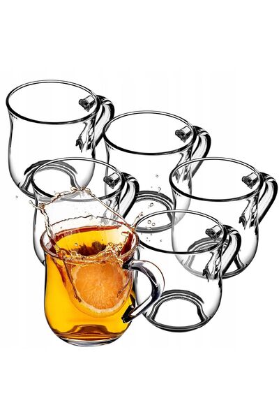 KADAX Coffee Tea Glasses 320ml Glass Mug with Handle Set of 6 Glasses