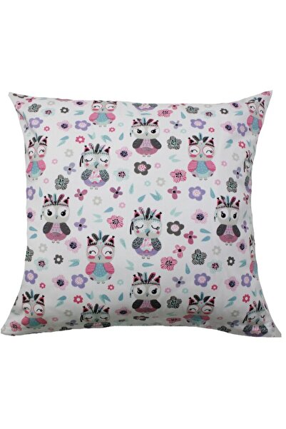 PRICHINDEL Pillowcase, small owls and flowers, cotton, multicolor, 40x40cm