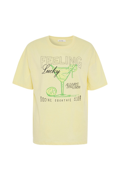 Mudo Printed Cycling Neck Oversize T-Shirt