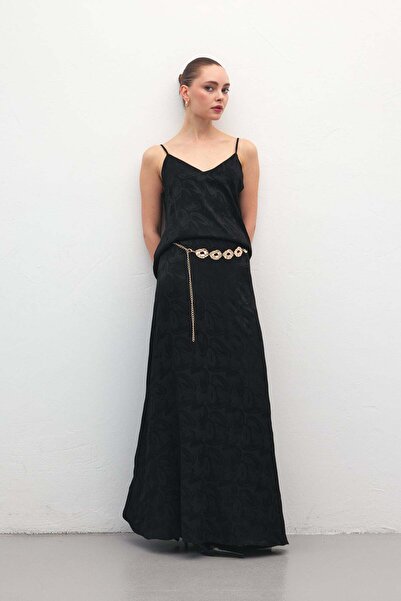 Sateen Lior Long Skirt - Black