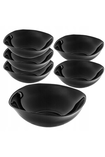 KADAX Boluri de salată 19cm, din sticlă, pentru supă și gustări, set de 6, negre