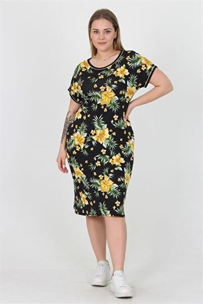 Dipmoda Women's Viscose Floral Print Plus Size Summer Dress Dpaysl30