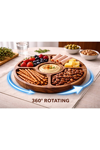 Solomungo Akasya 5-Compartment 30 cm Rotating Presentation Plate