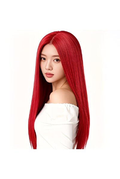 animis beauty RED Wig, Synthetic Fiber , long straight hair, without bangs, 6...