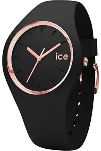 Ice Watch ساعة آيس جلام سوداء وذهبية وردية صغيرة بلس 37 مم بثلاث عقارب