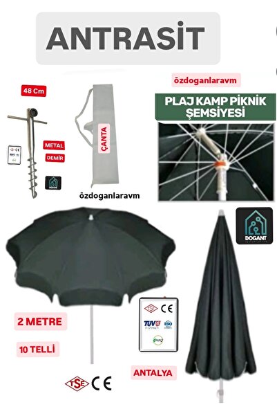 dogant özdoğanlar avm Antrasit Plaj Deniz Kamp Şemsiyesi ve Taşıma Çantası ve...