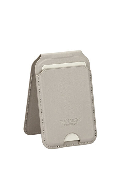 Diana&Co Beige card holder with RFID blocking, Adjustable stand and Mirror