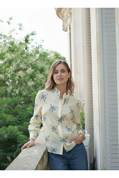 SOFILINE Pastel yellow shirt with applied floral embroidery ASD96526 M9