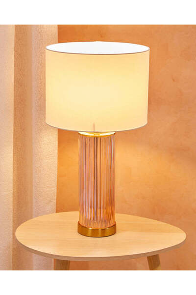 REDTAG مصباح طاولة زجاجي مضلّع ذهبي اللون، 51 سم