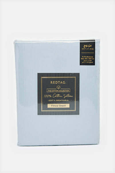 REDTAG ملاءة مطاطية قطن زرقاء (مقاس مزدوج )