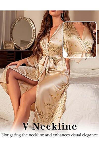 Generic NAKXUS Women's Long Satin Nightgown, Dressing Gown, Summer, Long Slee...