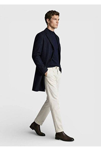 Ramsey Lacivert Regular Fit Şal Yaka Klasik Dokuma Palto