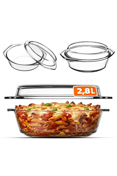 KADAX Vas rotund de sticlă pentru cuptor, 2,8 l, cu capac