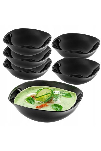 KADAX Boluri de salată 19cm, din sticlă, pentru supă și gustări, set de 6, negre