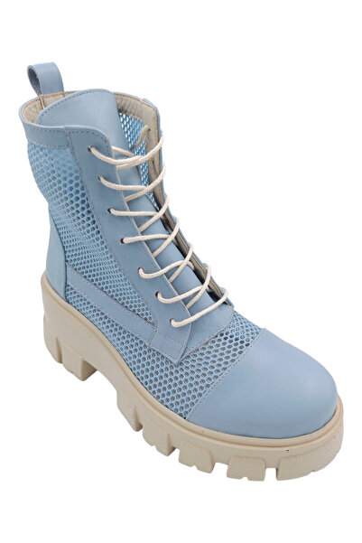 SANDALİ Ghete damă de vară din piele naturală cu inserții de plasă – talpă uș...