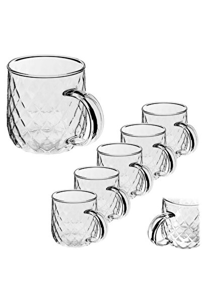 KADAX Tea Glasses with Coffee Handle 350ml Beverage Glass Set of 6 Glasses